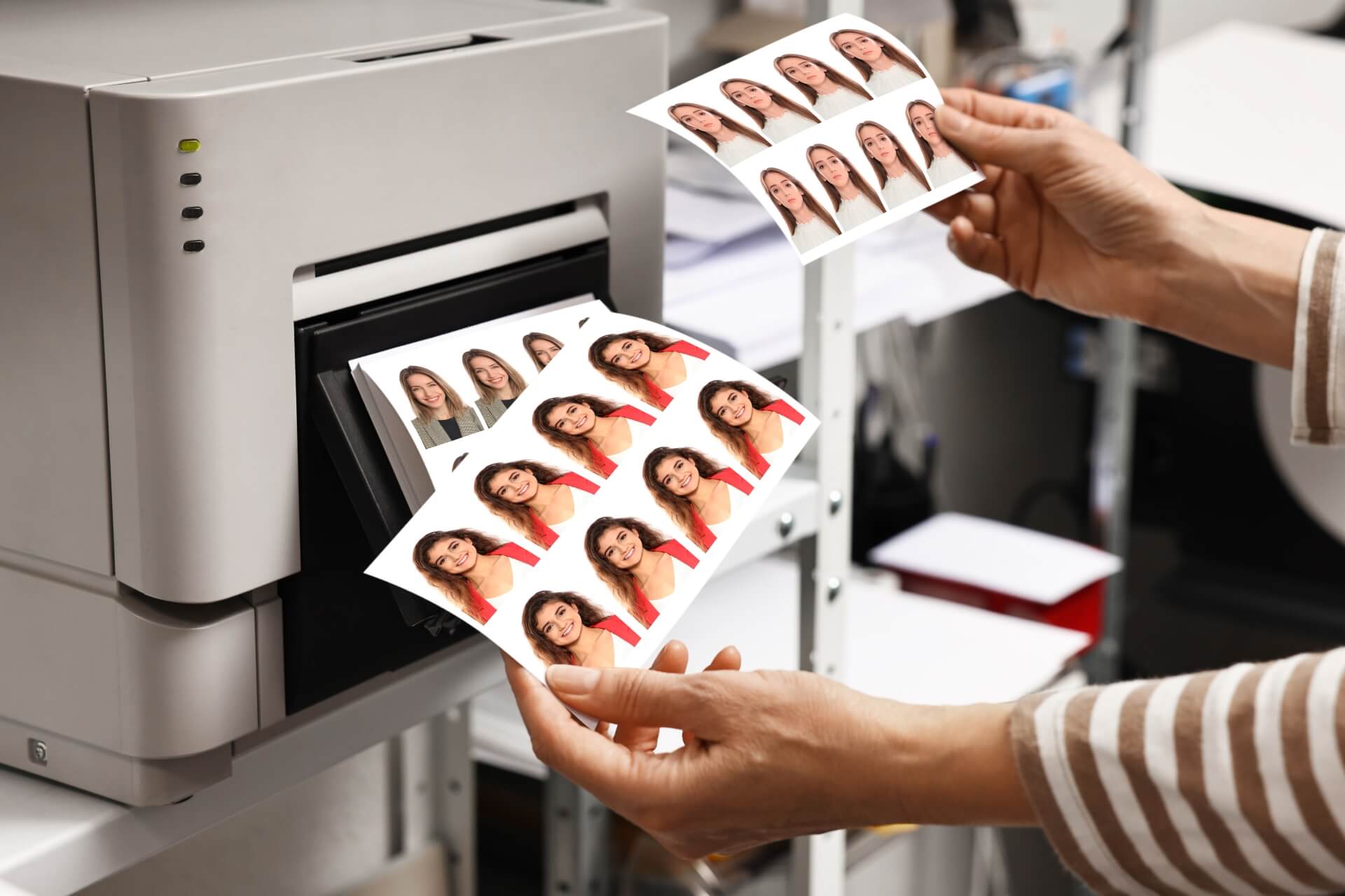 Printed marketing materials laid out on a desk